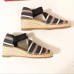 Tory Burch Catalina Espadrille Casual Ankle Strap,Navy Multi,Size US 8.5